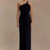 Philippa Knotted Crepe Maxi Dress – Black
