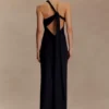 Philippa Knotted Crepe Maxi Dress – Black