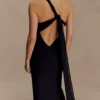 Philippa Knotted Crepe Maxi Dress – Black