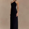 Philippa Knotted Crepe Maxi Dress – Black