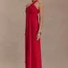 Philippa Knotted Crepe Maxi Dress – Ruby