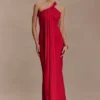 Philippa Knotted Crepe Maxi Dress – Ruby