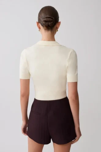 Philly Knit Button Up Top – Ivory