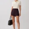 Agatha Suiting Shorts – Plum Pinstripe Agatha Suiting Shorts – Plum Pinstripe