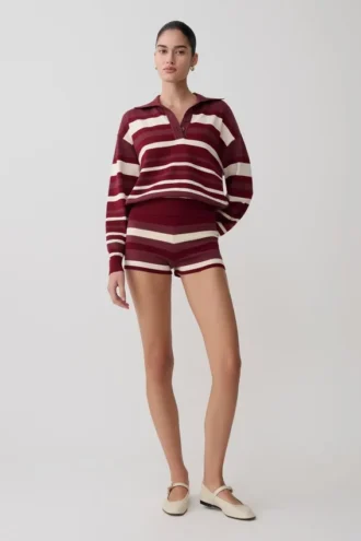 Philly Stripe Knit Short – Burgundy/Cream Philly Stripe Knit Short – Burgundy/Cream