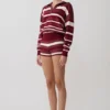 Philly Stripe Knit Short – Burgundy/Cream