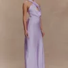 Phyllis Satin Halter Maxi Dress – Lilac