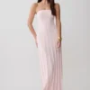 Pia Ribbed Strapless Maxi Dress – Baby Pink