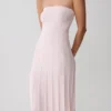 Pia Ribbed Strapless Maxi Dress – Baby Pink