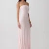 Pia Ribbed Strapless Maxi Dress – Baby Pink