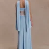 Pilar Strapless Satin And Lace Maxi Dress – Cornflower Blue