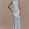 Portia Scuba And Mesh Maxi Skirt – Pale Blue Portia Scuba And Mesh Maxi Skirt – Pale Blue