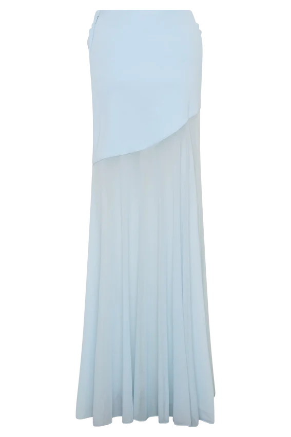 Portia Scuba And Mesh Maxi Skirt – Pale Blue Portia Scuba And Mesh Maxi Skirt – Pale Blue