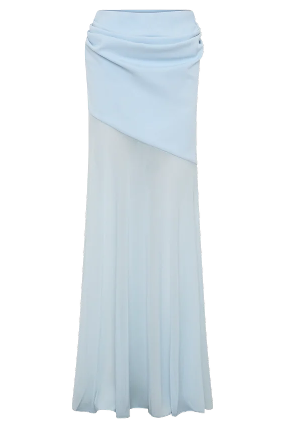 Portia Scuba And Mesh Maxi Skirt – Pale Blue Portia Scuba And Mesh Maxi Skirt – Pale Blue