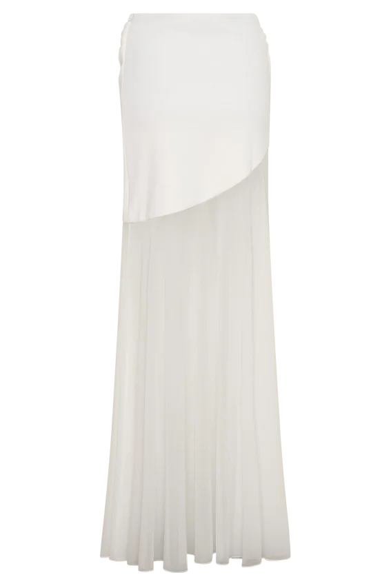 Portia Scuba And Mesh Maxi Skirt – White Portia Scuba And Mesh Maxi Skirt – White