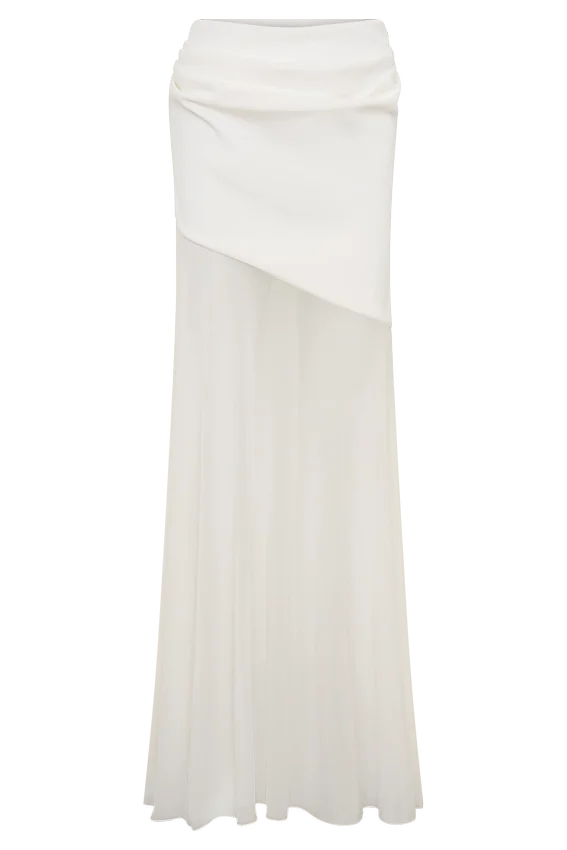 Portia Scuba And Mesh Maxi Skirt – White Portia Scuba And Mesh Maxi Skirt – White