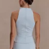 Portia Scuba Sleeveless Top – Pale Blue