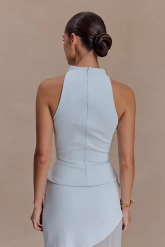Portia Scuba Sleeveless Top – Pale Blue