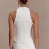 Portia Scuba Sleeveless Top – White Portia Scuba Sleeveless Top – White