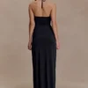 Quincy Halter Maxi Dress With Hardware – Black