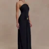 Quincy Halter Maxi Dress With Hardware – Black