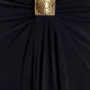Quincy Halter Maxi Dress With Hardware – Black