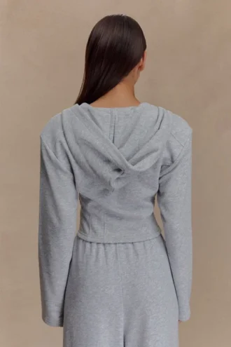 Quinn Zip Up Hoodie – Light Grey Marle