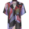 Rachel Chiffon Short Sleeve Shirt – Multi Fluid Reverie Print Rachel Chiffon Short Sleeve Shirt – Multi Fluid Reverie Print