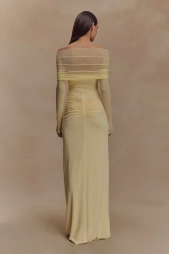 Rafaella Slinky And Mesh Maxi Dress – Lemon