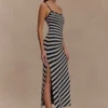 Raven Striped Knit Midi Dress – Black/White