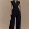 Raya Mid Rise Wide Leg Linen Pant – Black Raya Mid Rise Wide Leg Linen Pant – Black