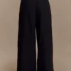 Raya Mid Rise Wide Leg Linen Pant – Black Raya Mid Rise Wide Leg Linen Pant – Black
