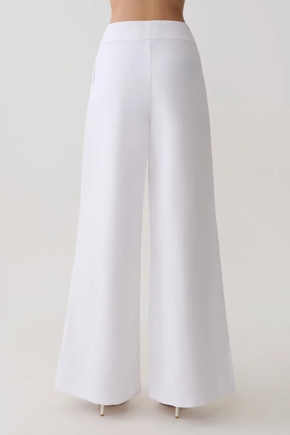 Raya Mid Rise Wide Leg Linen Pant – White Raya Mid Rise Wide Leg Linen Pant – White
