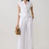 Raya Mid Rise Wide Leg Linen Pant – White Raya Mid Rise Wide Leg Linen Pant – White