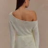 Reagan Off Shoulder Knit Top – White Reagan Off Shoulder Knit Top – White