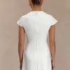 Remi Suiting Mini Dress With Floral Hardware – White