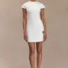 Remi Suiting Mini Dress With Floral Hardware – White