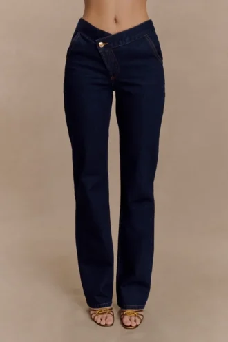 Remington V Front Straight Leg Jeans – Indigo Blue