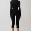 Ren Cowl Long Sleeve Slinky Bodysuit – Black