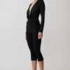 Ren Cowl Long Sleeve Slinky Bodysuit – Black