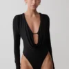 Ren Cowl Long Sleeve Slinky Bodysuit – Black