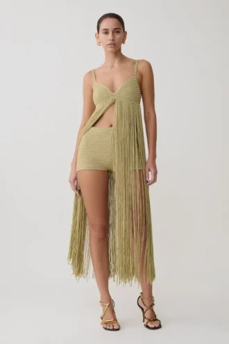 Renee Lurex Crochet Maxi Dress – Gold
