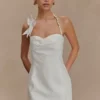 Reyes Cotton Floral Mini Dress – White