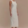 Reyna Denim Midi Dress – White Reyna Denim Midi Dress – White