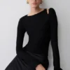 Ricky Knit Long Sleeve Longline Top – Black Ricky Knit Long Sleeve Longline Top – Black
