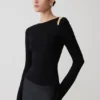 Ricky Knit Long Sleeve Longline Top – Black Ricky Knit Long Sleeve Longline Top – Black