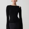Ricky Knit Long Sleeve Longline Top – Black Ricky Knit Long Sleeve Longline Top – Black