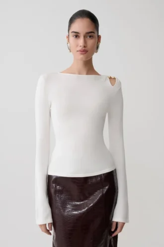 Ricky Knit Long Sleeve Longline Top – Ivory