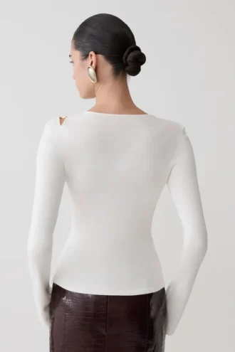 Ricky Knit Long Sleeve Longline Top – Ivory
