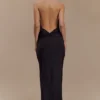 Rinna Satin Halter Maxi Dress – Black